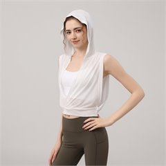 AYM037260 Tencel Snow Cotton Hooded Sleeveless Workout Top Aoyema wholesale