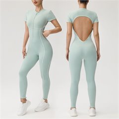 AYM043866 Naked Feel One-Piece Yoga Jumpsuit with Zipper Aoyema wholesale