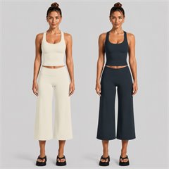 AYM039356 Wide-Strap Yoga Tank Top and Capri Leggings Set Quick Dry Aoyema wholesale
