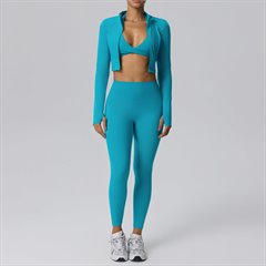 AYM040940 Naked Feel Yoga Set Long Sleeve Cardigan and Butt-Lifting Leggings 2-Piece Aoyema wholesale