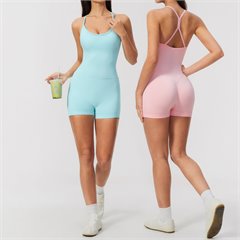 AYM043852 Vest-Style One-Piece Yoga Short Set Butt-Sculpting Aoyema wholesale