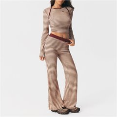 AYM043980 Striped Loose Yoga Set Breathable Wide-Leg Pants Aoyema wholesale