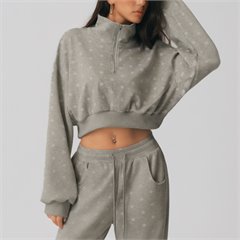 AYM043945 Half-Zip Pullover Hoodie with Polka Dot Design Aoyema wholesale