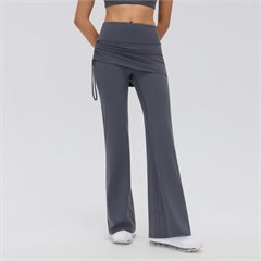 AYM044269 High-Waist Yoga Pants with Side Drawstring Flared Leg Aoyema wholesale