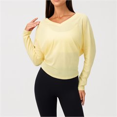 AYM044513 Loose Long-Sleeve Tie-Front Top Yoga Breathable Soft Cotton T-Shirt Aoyema wholesale